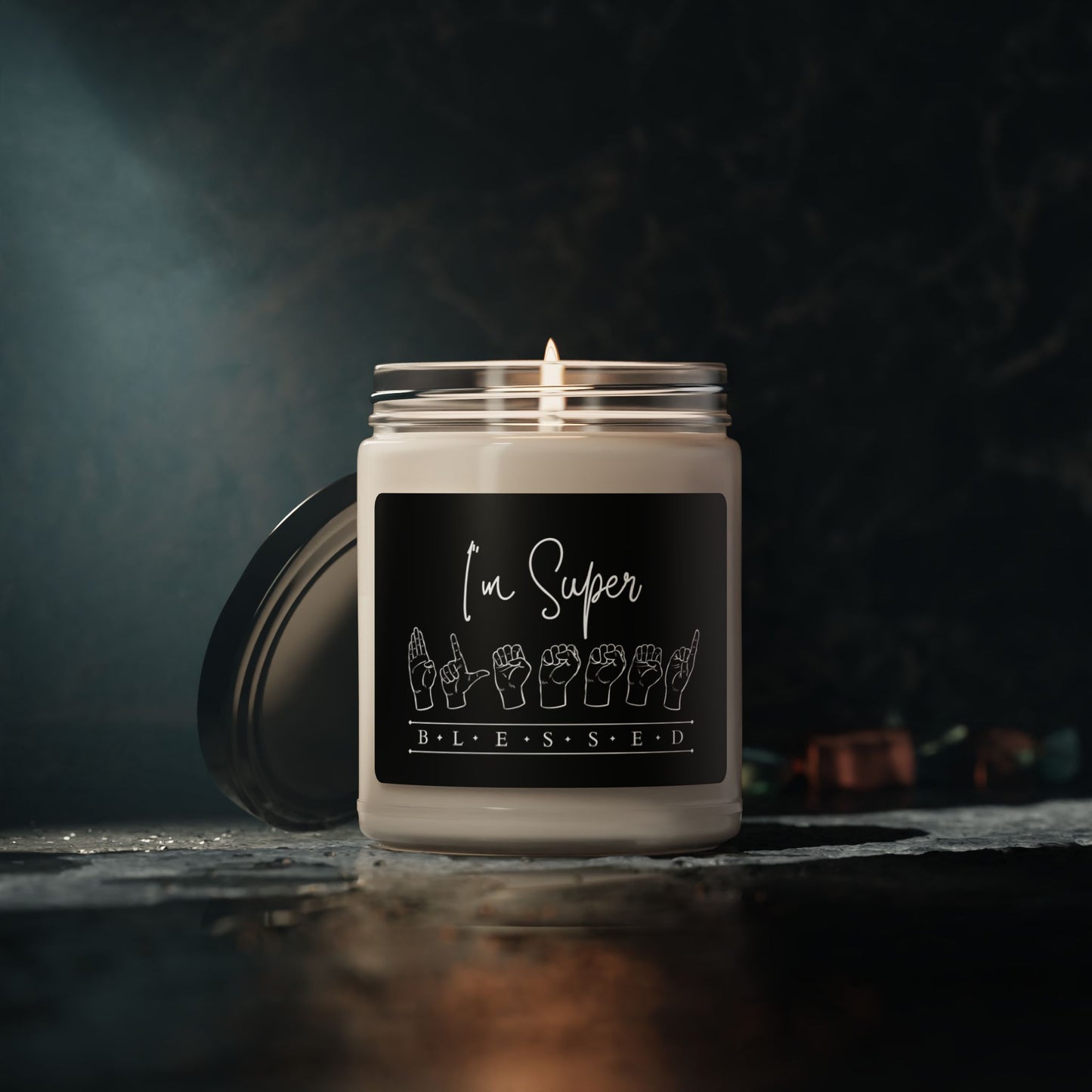 Copy of I'm Super Blessed in ASL Soy Candle | 9oz Premium Wax for Mesmerizing Aurora-Black