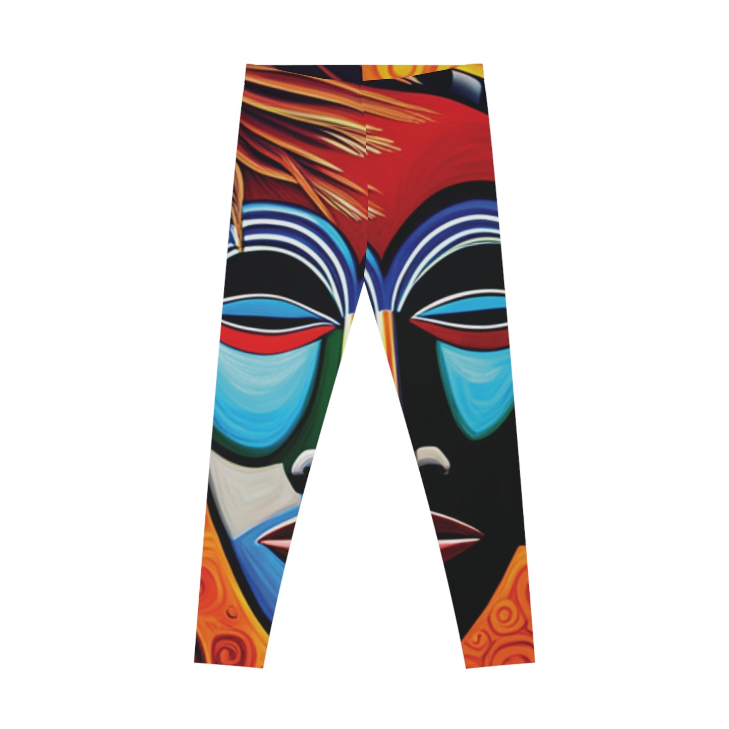 African Mask Style Leggings - Stretchy All-Over Print (AOP) for Women