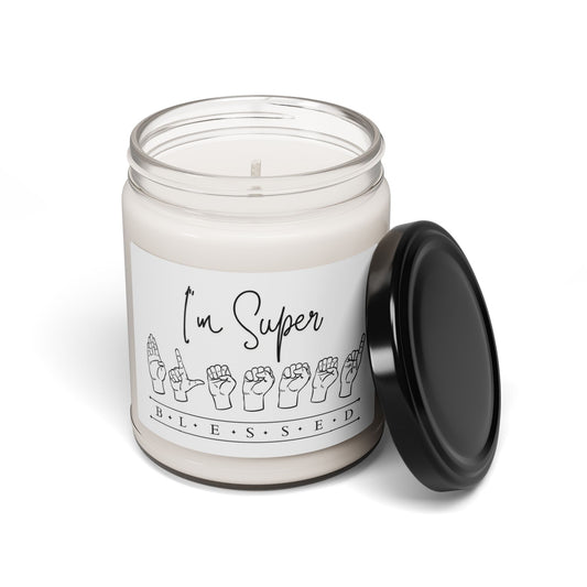 I'm Super Blessed in ASL Soy Candle | 9oz Premium Wax for Mesmerizing Aurora-White