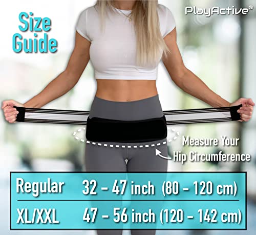 PlayActive Sacroiliac SI Joint Hip Belt - Lower Back Support Brace for Men and Women - Pelvic Support Belt - Trochanter Belt - Sciatica Pelvis Lumbar Hip Pain Relief (Regular)