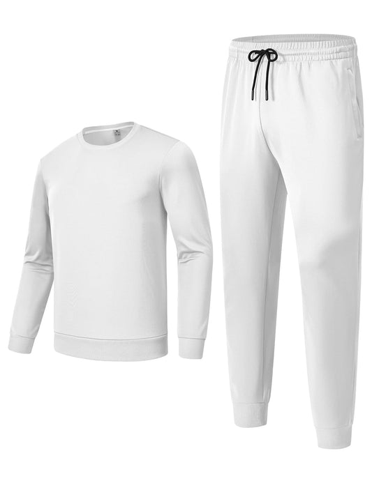 TBMPOY Mens Tracksuits 2 Piece Set Sweatsuits Long Sleeve Tops Jogger Pants Track Sweat Suits Casual Athletic Outfits White M