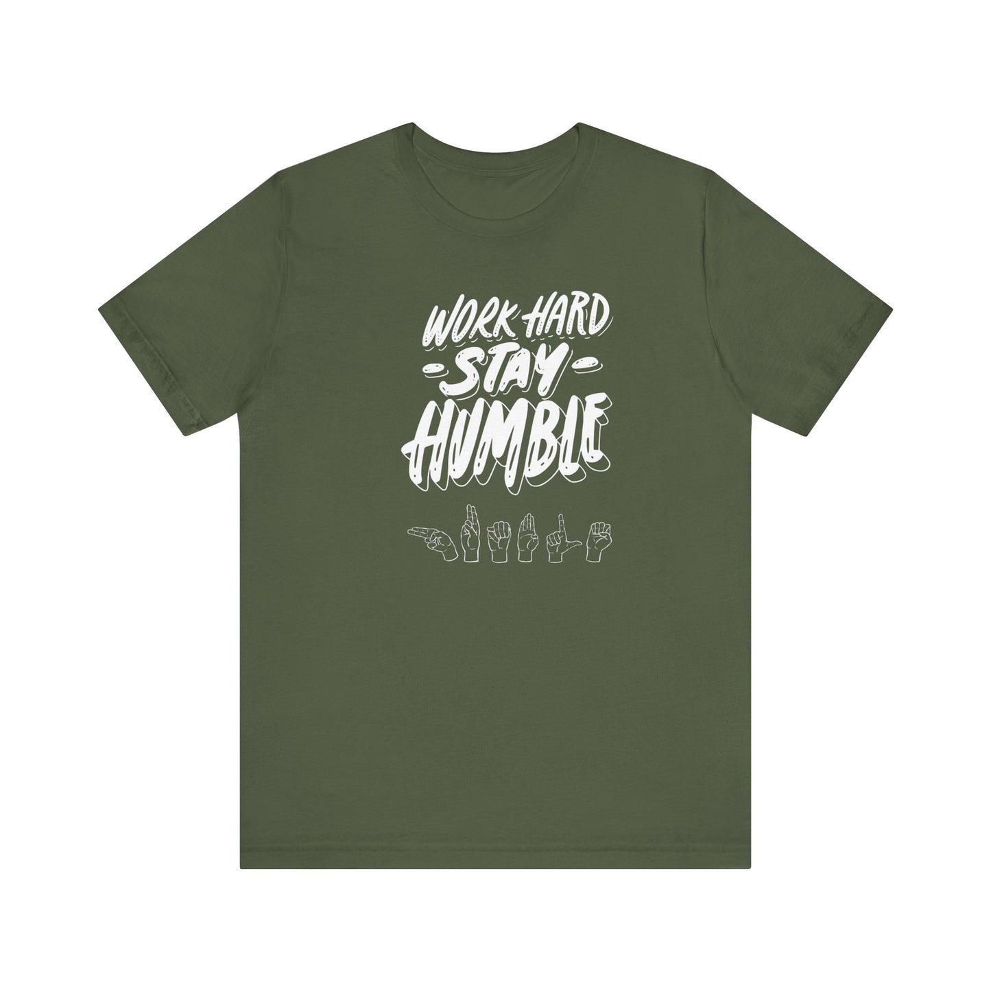 Work Hard Stay Humble ASL T-Shirt | Motivational Deaf Community Apparel | Unisex Jersey Short Sleeve Tee | Express Delivery available