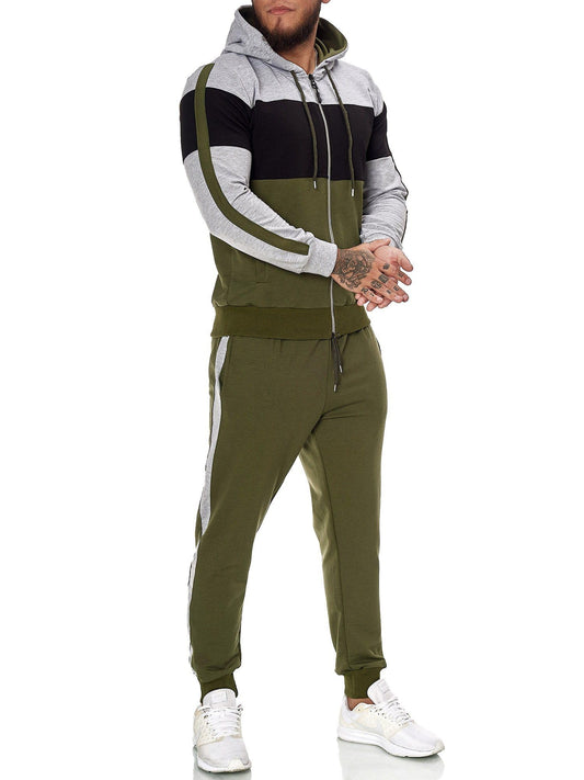 HHGKED Sweatsuits for men set 2 piece Athletic Jogging suits Zip Up Track suit Comfy Jogger set Color Block outfits men